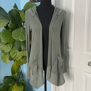 Princess Vera Wang Medium Dark Green Grey Long Sleeve Light Cardigan With Hoodie